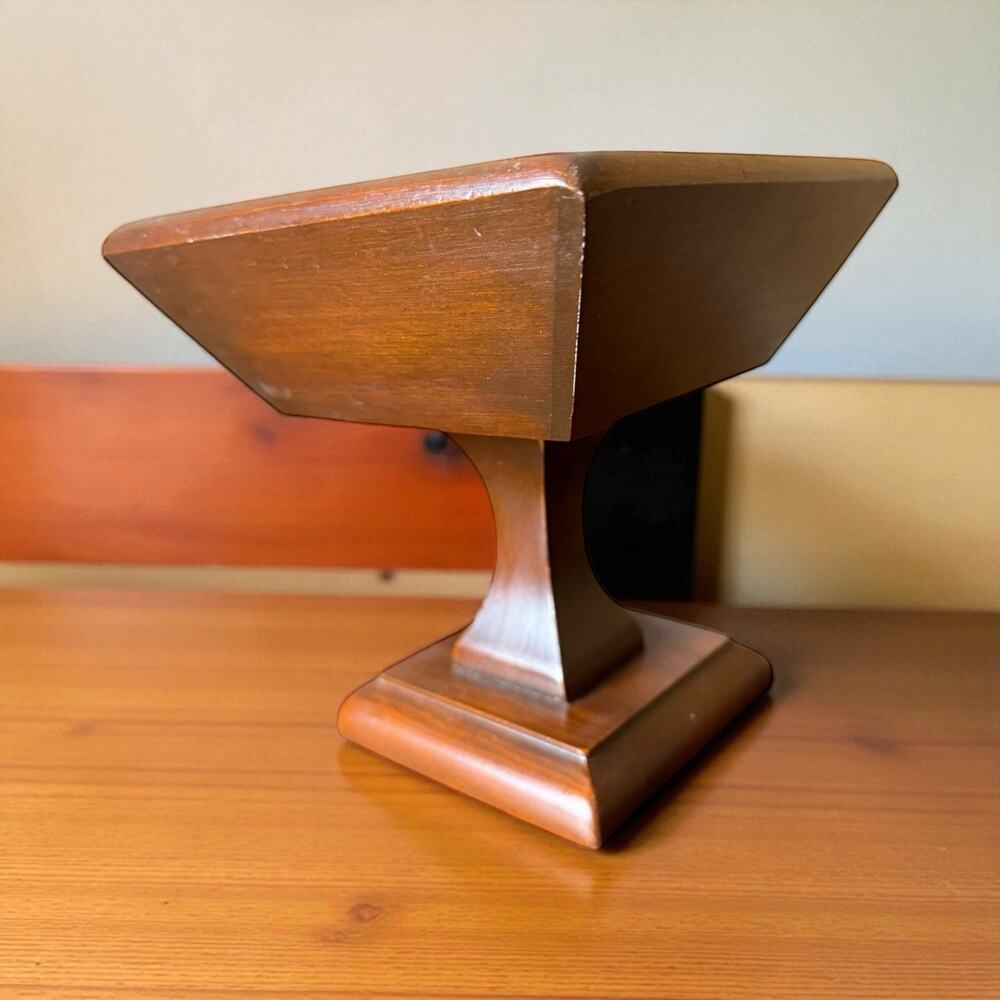 Vintage Wooden Pedestal Centerpiece Table Decor MCM Solid Wood